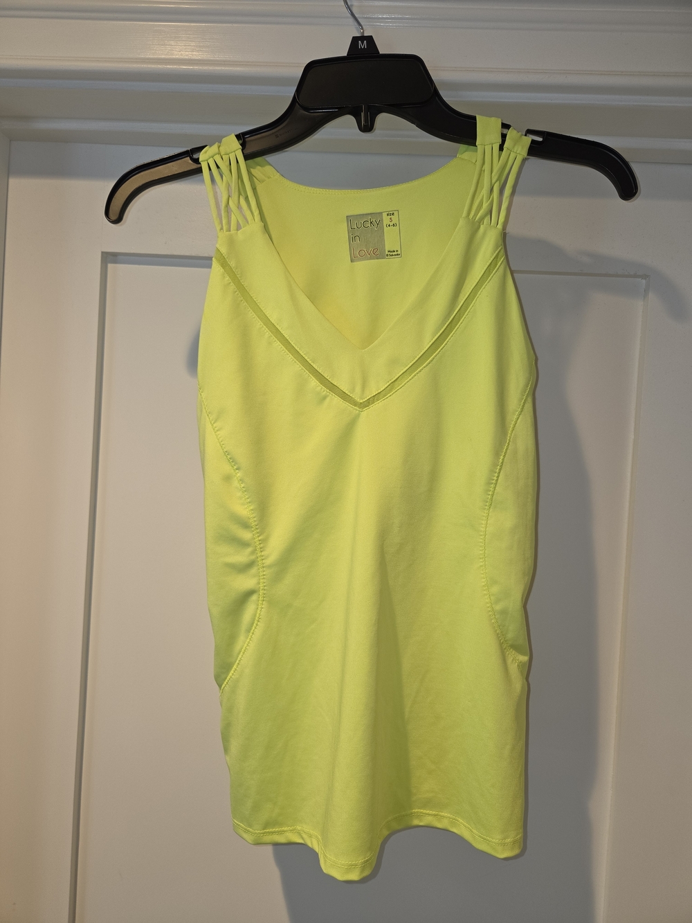 Lucky in Love Neon Yellow Braided-Strap V-Neck Tank
